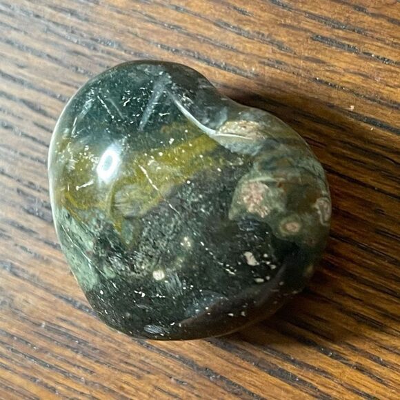 Ocean Jasper heart palm stone crystal natural green druzy moss agate agatized - Picture 2 of 10